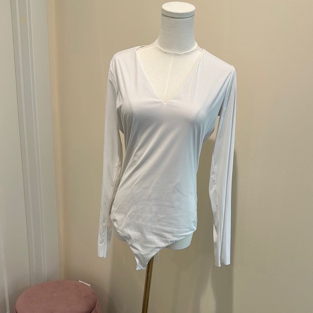 Wolford White Long Sleeve Fitted Bodysuit
